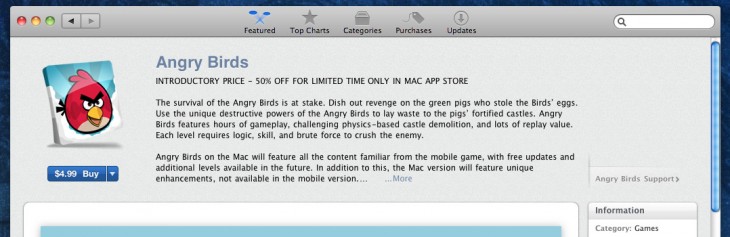 Angry Birds Now Available in the Mac App Store