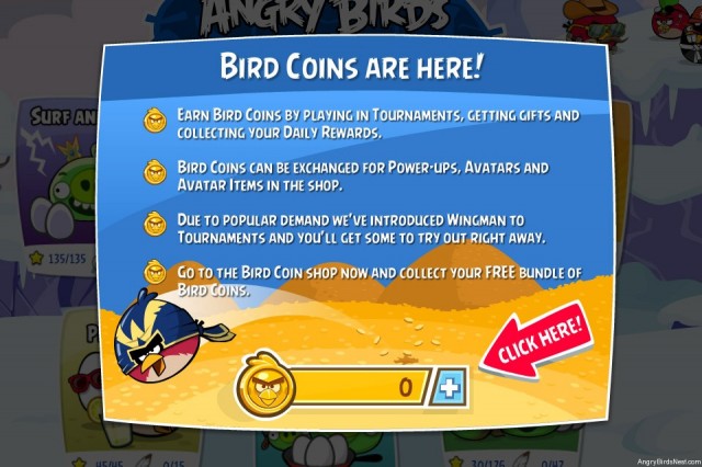 Angry Birds Friends Wingman Update Coin Info Screenshot