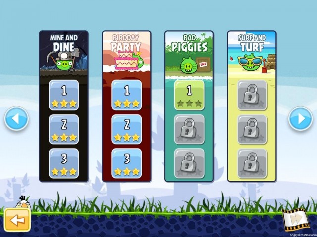 Angry Birds Free 150 Level Selection Screen