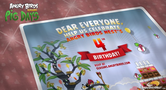 Angry Birds Nest Turns 4 Honored With Angry Birds Seasons Pig Days Level 3 Card