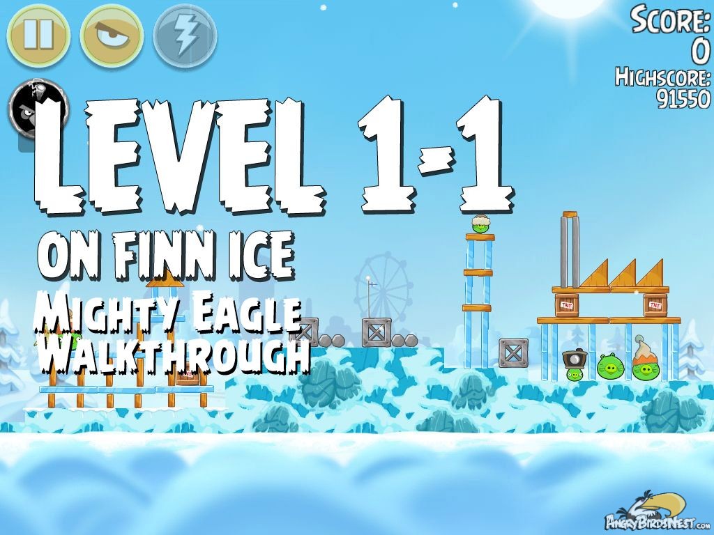 Angry Birds Seasons On Finn Ice 1-1 - Mighty Eagle