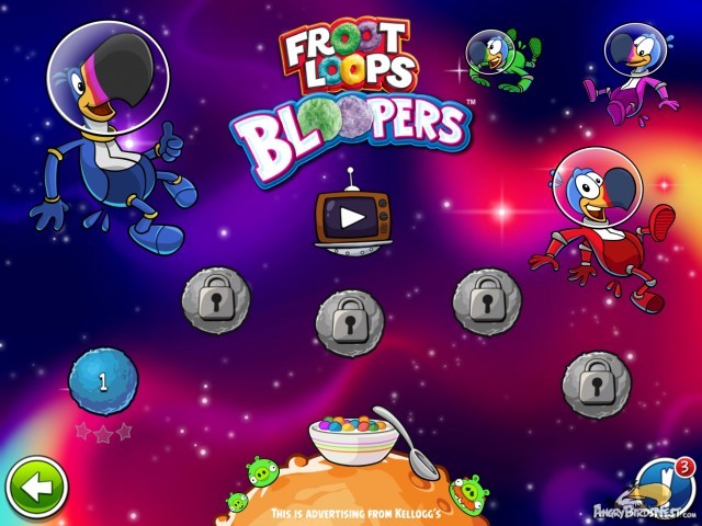 Angry Birds Space Froot Loops Bloopers Level Selection Screen