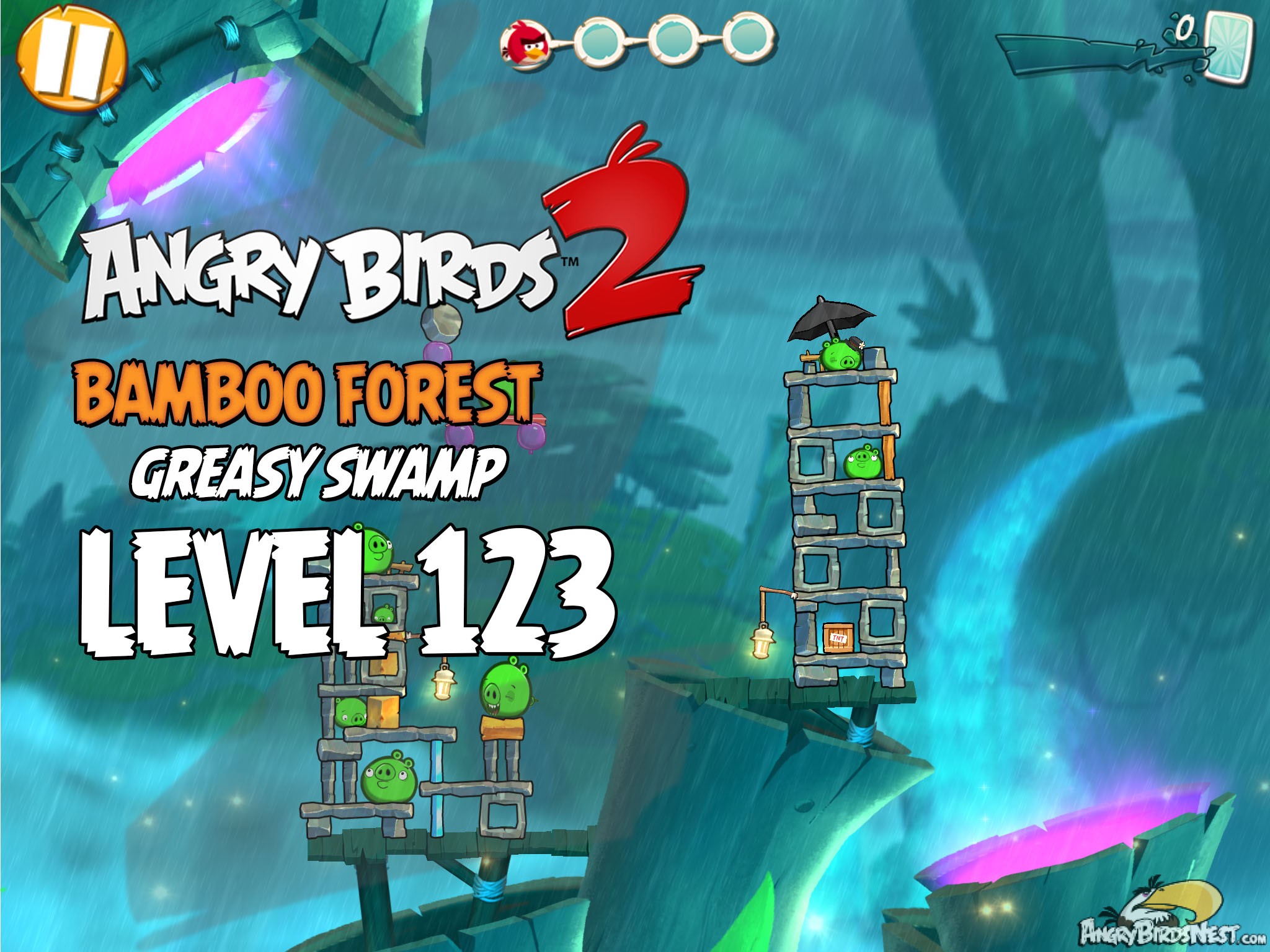 Angry Birds 2 Bamboo Forest Greasy Swamp Level 123