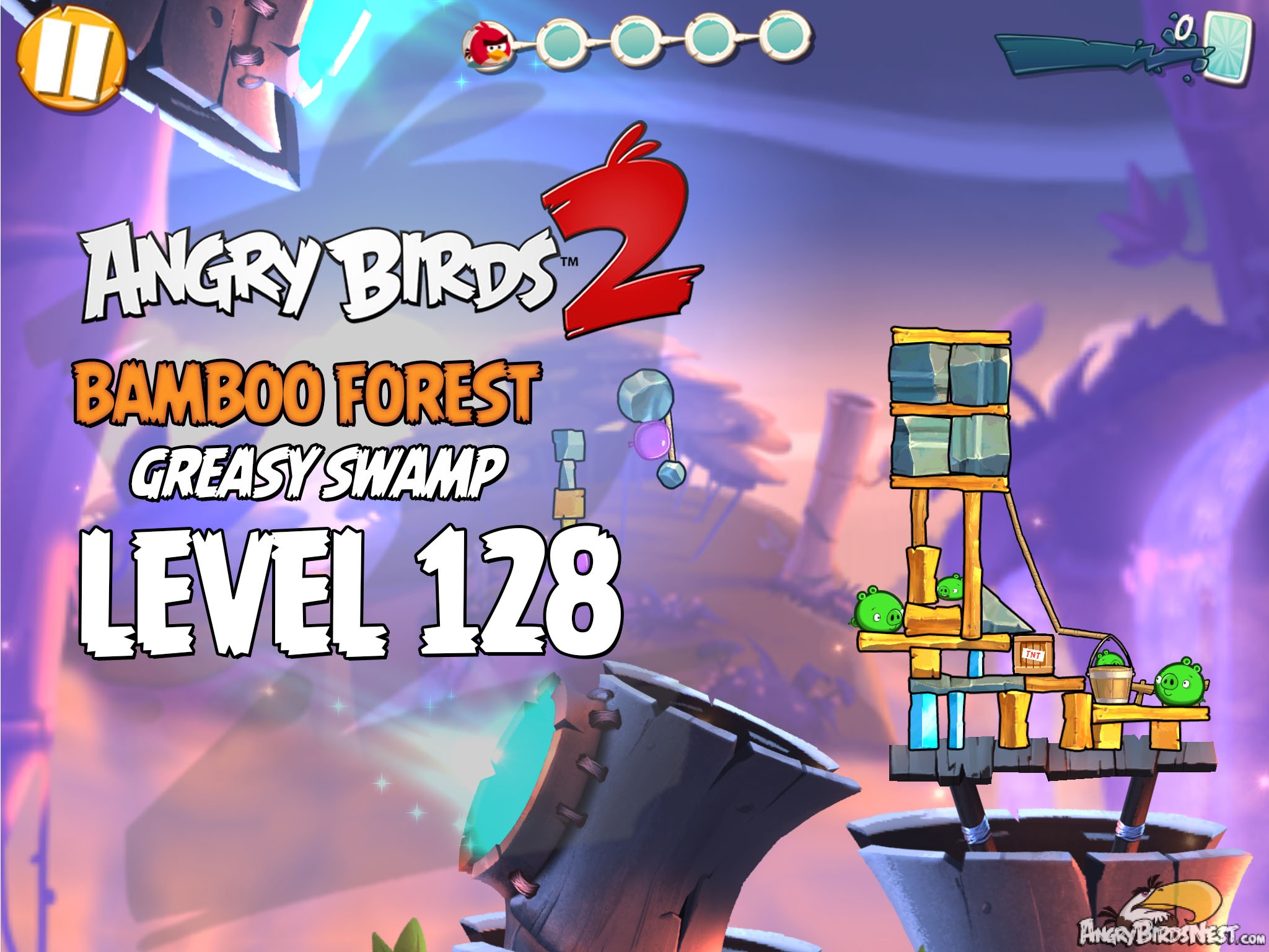 Angry Birds 2 Bamboo Forest Greasy Swamp Level 128