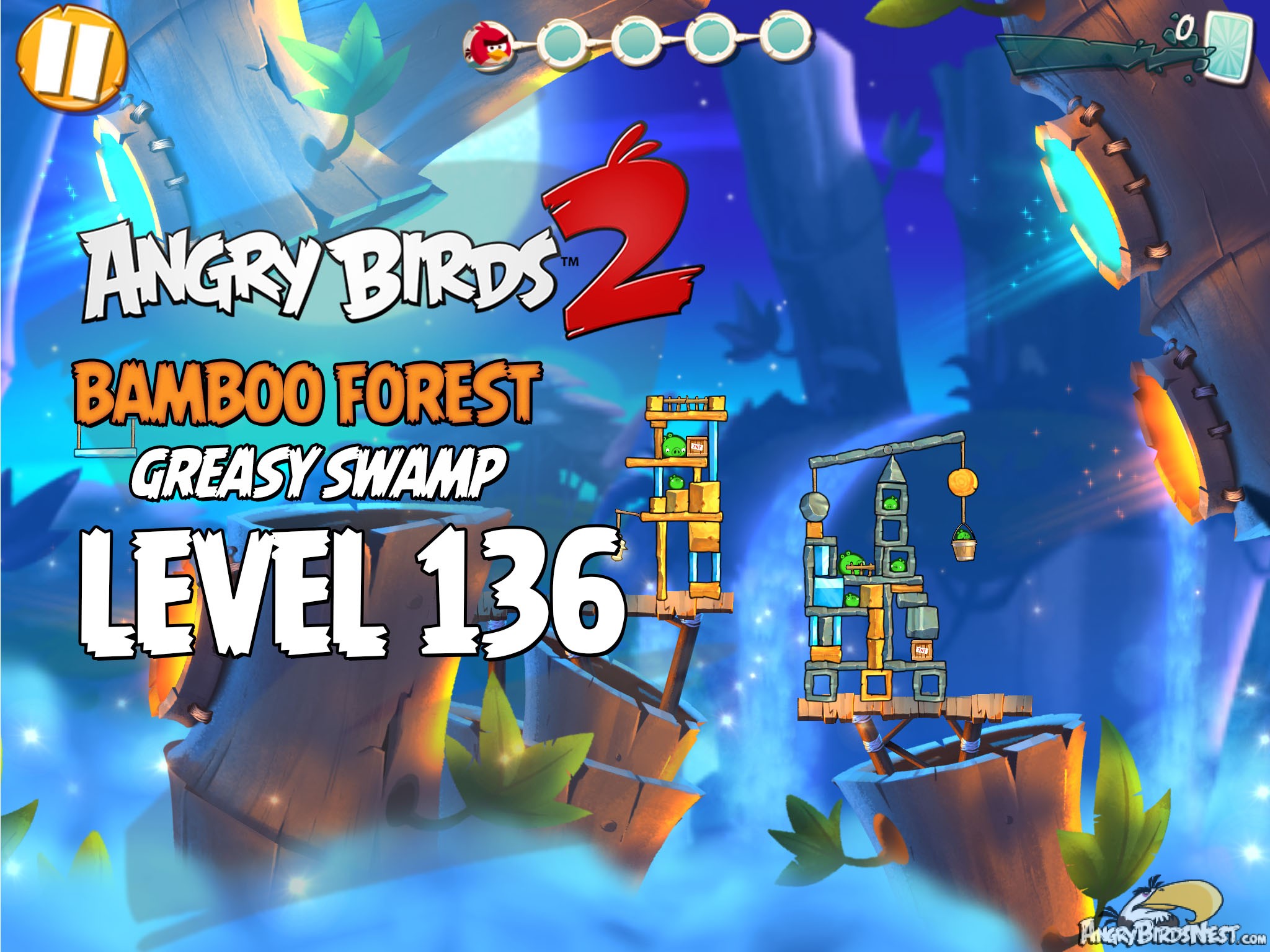 Angry Birds 2 Bamboo Forest Greasy Swamp Level 136