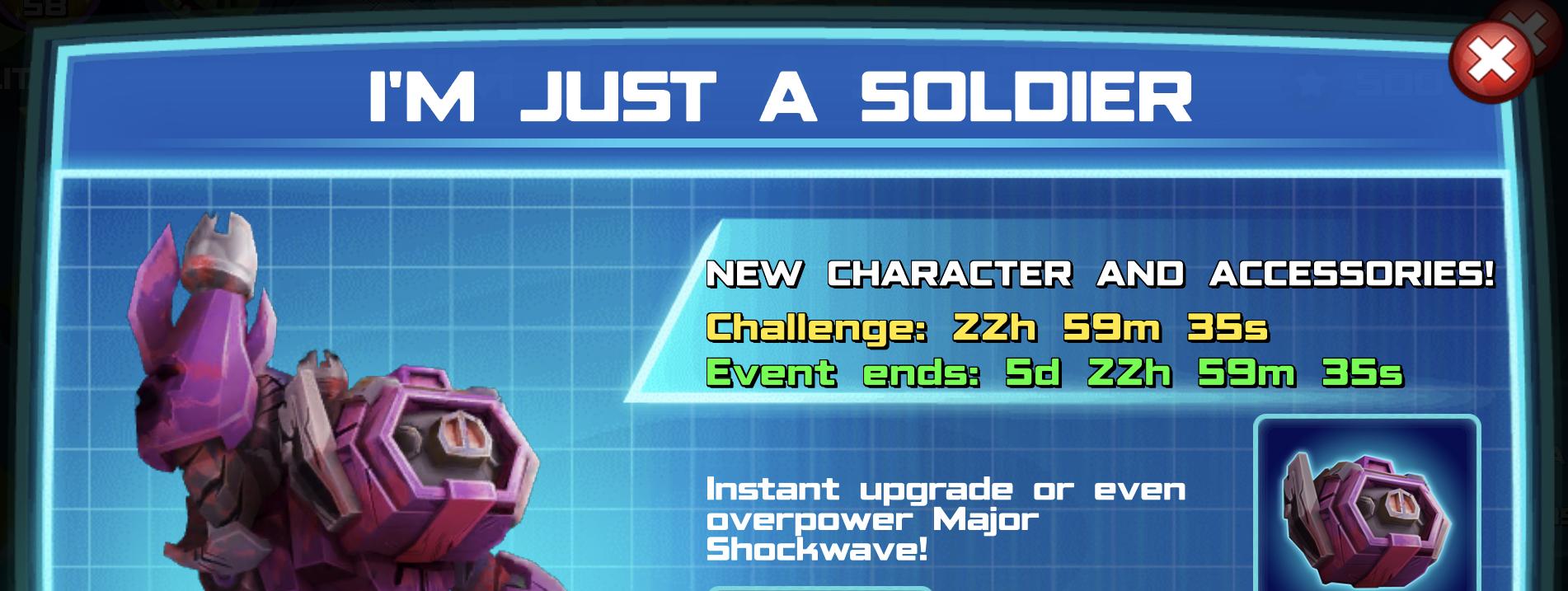 The event banner for I’m just a soldier