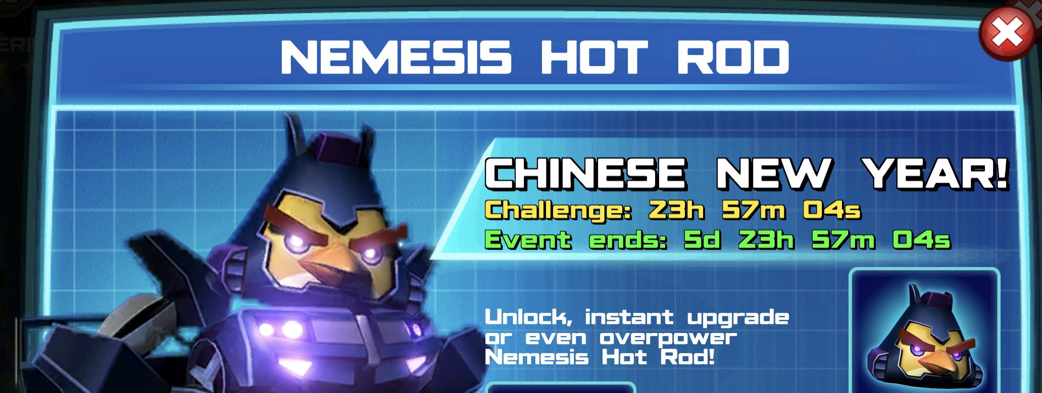 The event banner for Nemesis Hot Rod